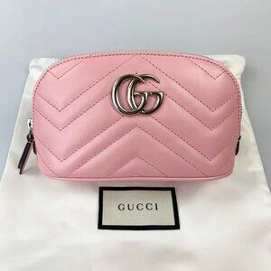 NWT Gucci Pink GG Marmont Cosmetic Case